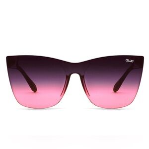 QUAY Australia Come Thru Sunglasses Matte Black Pink
